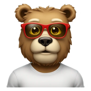 a moustachioed bear with muscular square glasses full body sticker