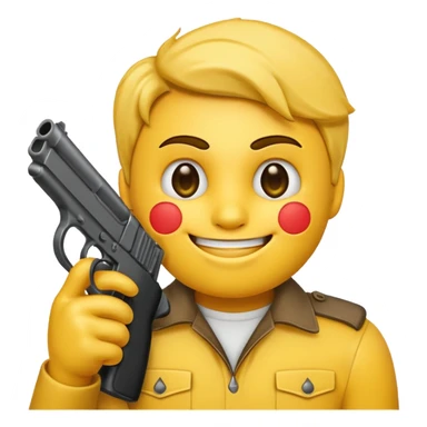 It should look like the smiling emoji with a gun to his head. The muzzle is pointed towards his face (This is ironically) sticker
