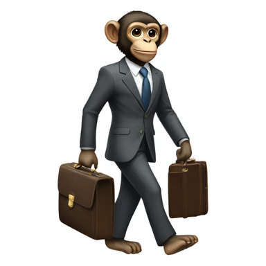 Monkey wearing a suit carrying a briefcase  sticker