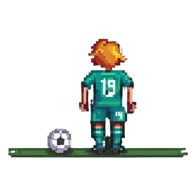 soccer player about to score on goal with the number 19 on his jersey sticker