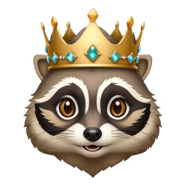 queen racoon with jewelled crown  sticker