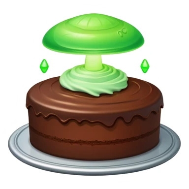 piece of cake in a green light being stolen by flying above it ufo  sticker