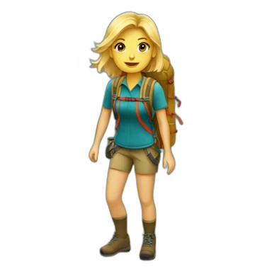 blonde backpacking girl in the mountains sticker