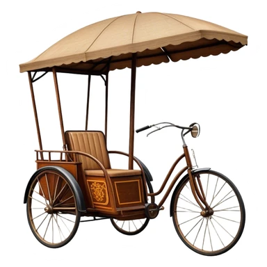 ​Cinematic Realistic Cyclo Rickshaw, depicted as a classic manually operated tricycle-style rickshaw with a simple, rustic design and intricate details, rendered with realistic textures and natural urban lighting that captures its cultural charm and timeless functionality, sticker