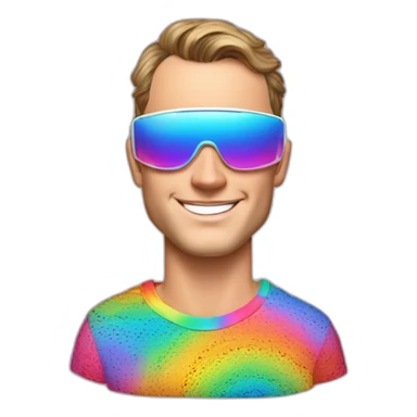 Fancy disco Jonathan Toews wearing rainbow lace shirt and wearing VR glasses sticker
