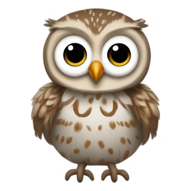 Baby Barred owl with fuzzy head feathers with wide adorable eyes and long silly owl legs sticker