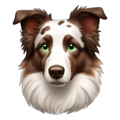 white red merle border collie with brownish spots and blue green eyes sticker