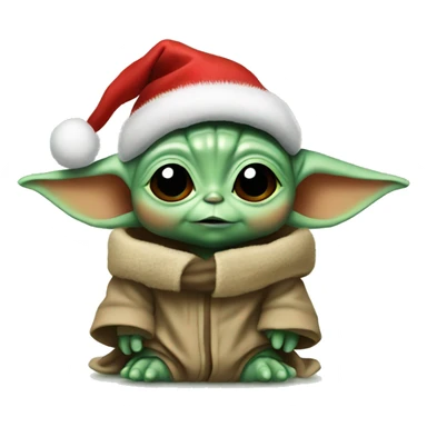 Baby Yoda with a Christmas hat sticker
