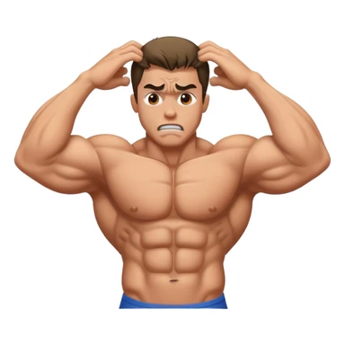 bodybuilder frustrated pulling hair sticker