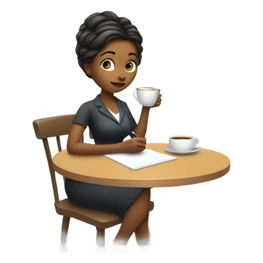 Woman drawing while sipping coffee sticker