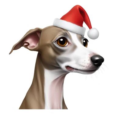 Italian greyhound in Santa hat sticker