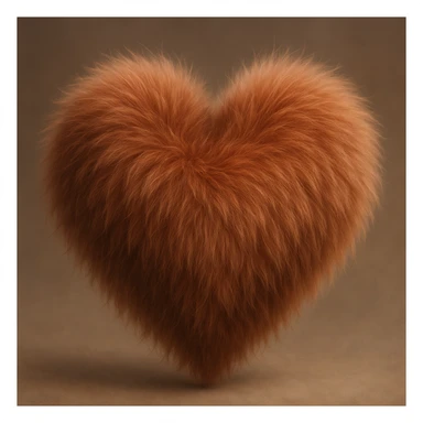 heart with a soft fur texture, realistic digital art style sticker