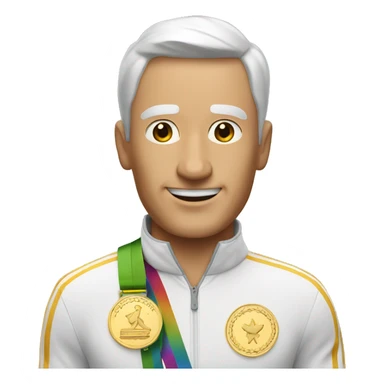 man with gold medal, text "Bester Mann" sticker