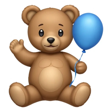 Emoji teddy set down with a baloon bleue sticker