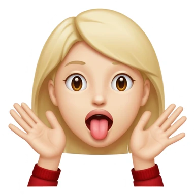 face with its tongue out and hands moving out sticker