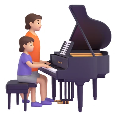 child playing piano sticker