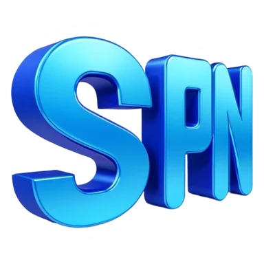 3D-rendered digital text that reads '!spin 123456' in bold, futuristic lettering. The letters are glossy, vibrant electric blue with metallic reflections and subtle neon edges.  sticker