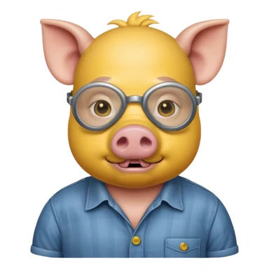 a pig with yellow mask and wearing shirt sticker