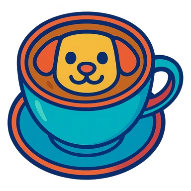dog latte, vibrant colors, cartoon style sticker