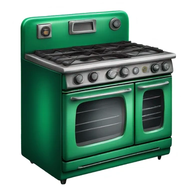 Realistic emerald green vintage oven sticker