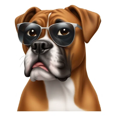 A boxer dog breed with sunglasses on sticker