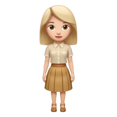 A 3D cartoon outfit with a blouse and skirt arranged together, clean background, natural light, realistic Memoji-style look. sticker