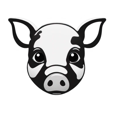 tiny pig shape black and white vector. simple shape illustration sticker