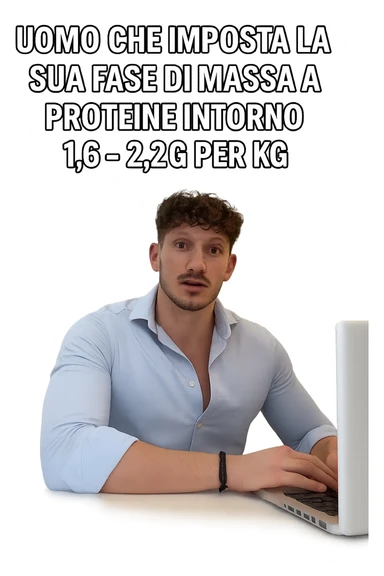 Uomo che imposta la sua fase di massa a proteine intorno 1.6 - 2.2g per kg in italiano sticker