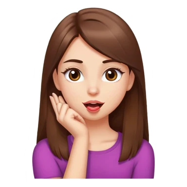 Girl with straight brown hair pretty eyelashes crossing arms on her neck while sticking her toungue out sticker