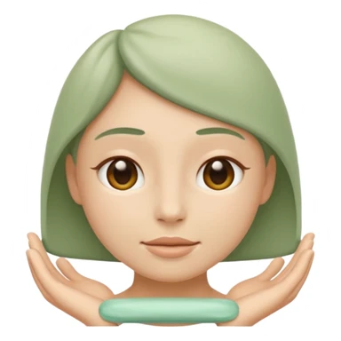Minimal wellness emoji representing tighter skin and firmness,
subtle lifting effect, smooth contours, calm and natural,
no beauty or cosmetic symbols, soft sage green color palette sticker