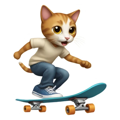 Cat skateboarding sticker