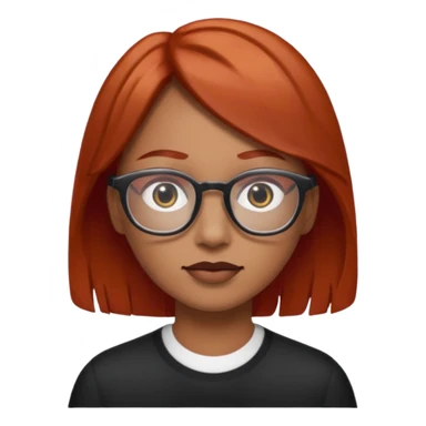 Cabelo vermelho ,pele parda  , olhos pretos e usando óculos  sticker