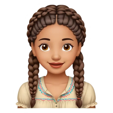 very cheerful latina girl, with braids, with blouse sticker