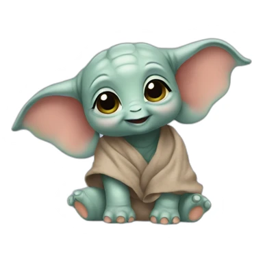 cuty elephant similar to baby yoda with a moartboard sticker