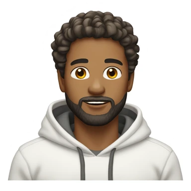 Man Light skin, hair wavy, bearded wearing a White hoodie sticker