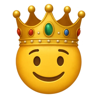 yellow face with gold crown and jewels emoji, digital illustration sticker