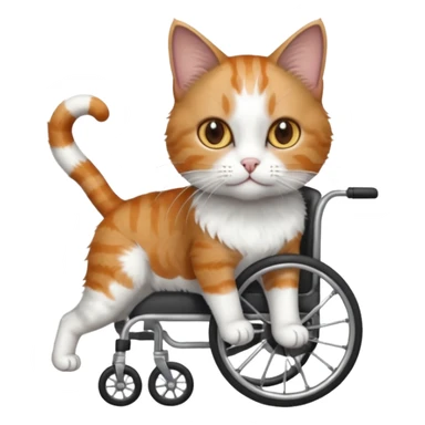 full body small short hair dark grey and white cat with hazel eyes walking in a wheelchair for cats sticker