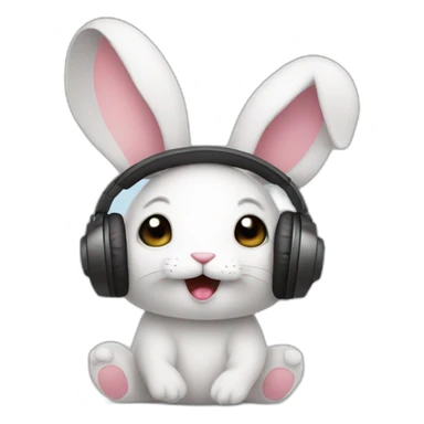 bunny listening songs sticker