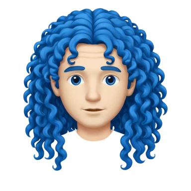man with very blue curly long blue hair sticker