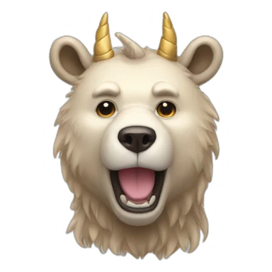 a bear that looks like a centaur wearing a unicorn horn sticker