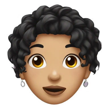 girl with messy black hair and tongue piercing sticker