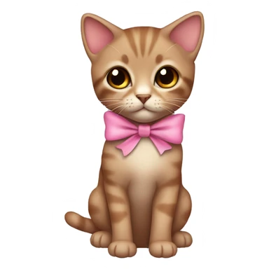Small brown kitten with brown eyes, pink dress and bow  sticker