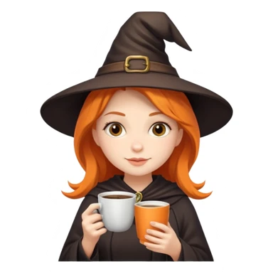 Cute witch  with coffee  sticker