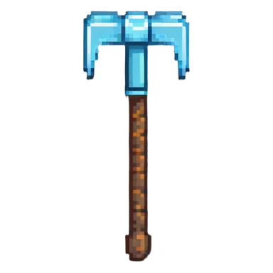 pixelated Minecraft diamond pickaxe sticker