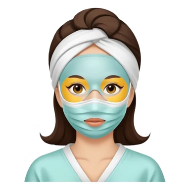 Lady with face mask spa beauty full face relaxing sticker