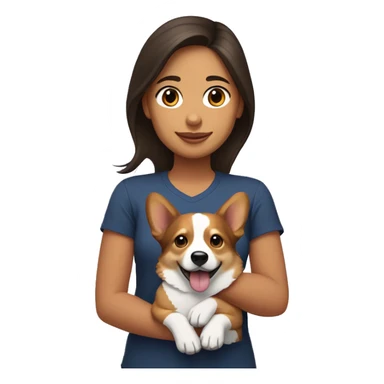 Une fille brune avec un corgi tricolore sticker