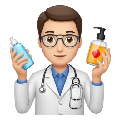 doctor man holding skincare products sticker