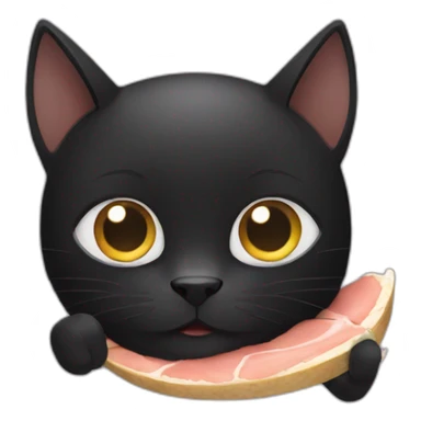 Black cat eating tuna sticker