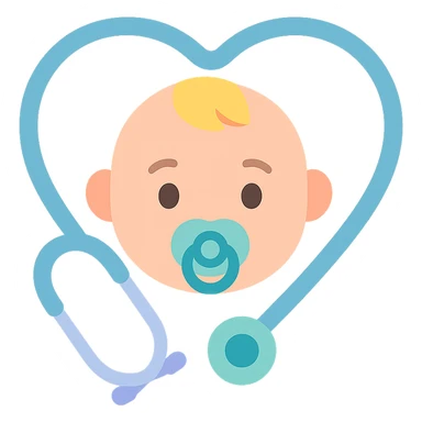 Prompt (на английском, как принято для генерации изображений):
"A clean, high-quality vector illustration of a baby's face with a pacifier, surrounded by a stethoscope forming a heart shape around the head. The design should include soft shadows and glossy highlights for depth and realism. Smooth lines, pastel color palette, minimalistic but expressive details. Ideal for a medical or pediatric logo or illustration. White backgroun sticker
