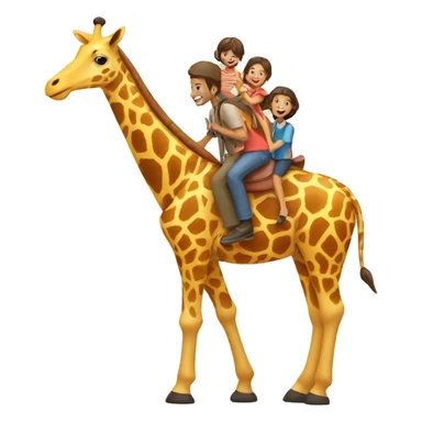 family riding giraffe sticker